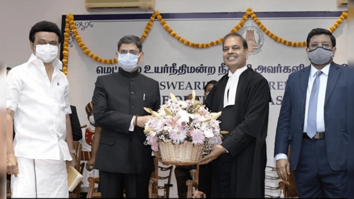 Justice Munishwar Nath Bhandari took the oath of office as the Chief justice of Madras administered by Governor RN Ravi held at Raj Bhavan. The warrant of being appointed issued by President Ram Nath Kovind was handed over by RN Ravi to Justice Bhandari.