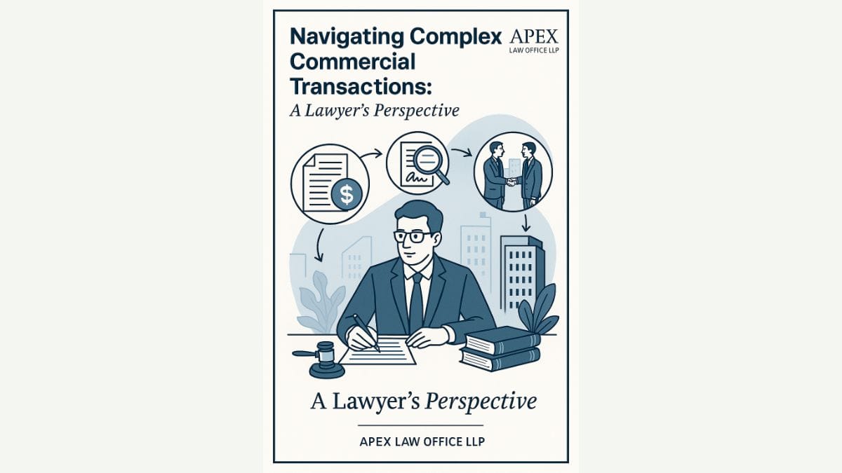 Draw an image for "Navigating Complex Commercial Transactions: A Lawyer’s Perspective – Apex Law Office LLP"