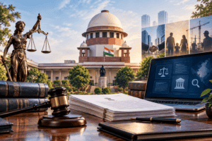 Recent court developments in India with Supreme Court, legal documents, gavel and legal technology