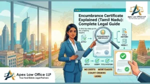 Draw a Featured image for the Law firm "Apex Law Office LLP" article post in the topic "Encumbrance Certificate Explained (Tamil Nadu): Complete Legal Guide"